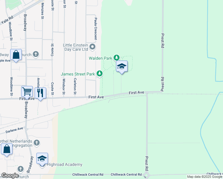 map of restaurants, bars, coffee shops, grocery stores, and more near 9237 Sitka Place in Chilliwack