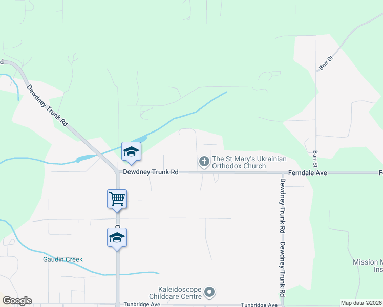 map of restaurants, bars, coffee shops, grocery stores, and more near 33039 Dewdney Trunk Road in Mission