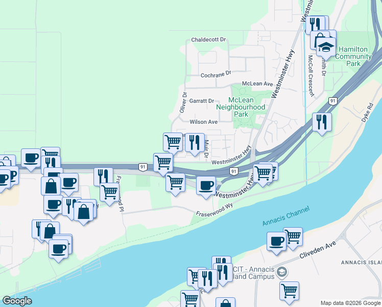 map of restaurants, bars, coffee shops, grocery stores, and more near 22106 Lemon Avenue in Richmond