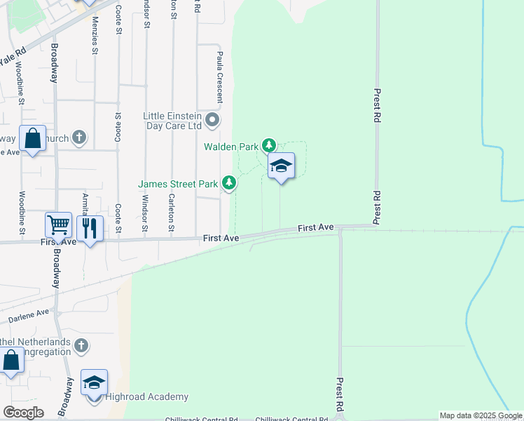 map of restaurants, bars, coffee shops, grocery stores, and more near 9243 Sitka Place in Chilliwack