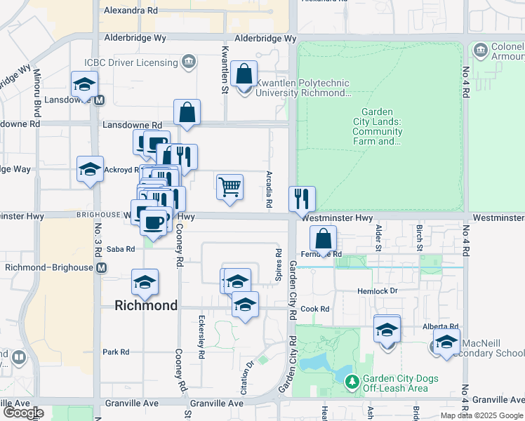 map of restaurants, bars, coffee shops, grocery stores, and more near in Richmond