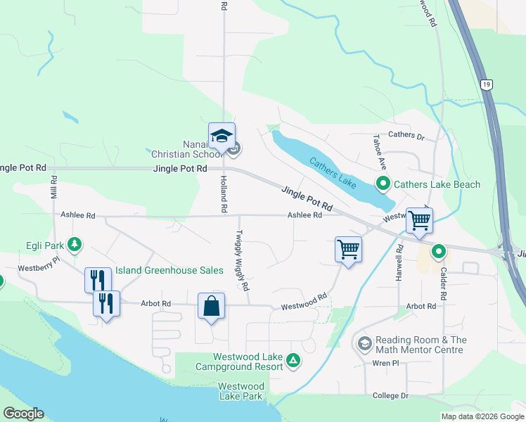 map of restaurants, bars, coffee shops, grocery stores, and more near 2265 Ashlee Road in Nanaimo