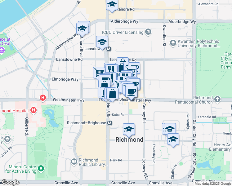 map of restaurants, bars, coffee shops, grocery stores, and more near 8100 Ackroyd Road in Richmond