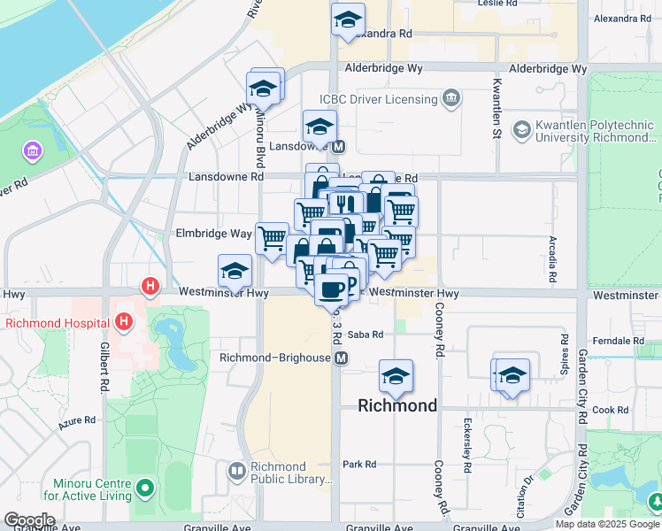 map of restaurants, bars, coffee shops, grocery stores, and more near 5951 No. 3 Road in Richmond