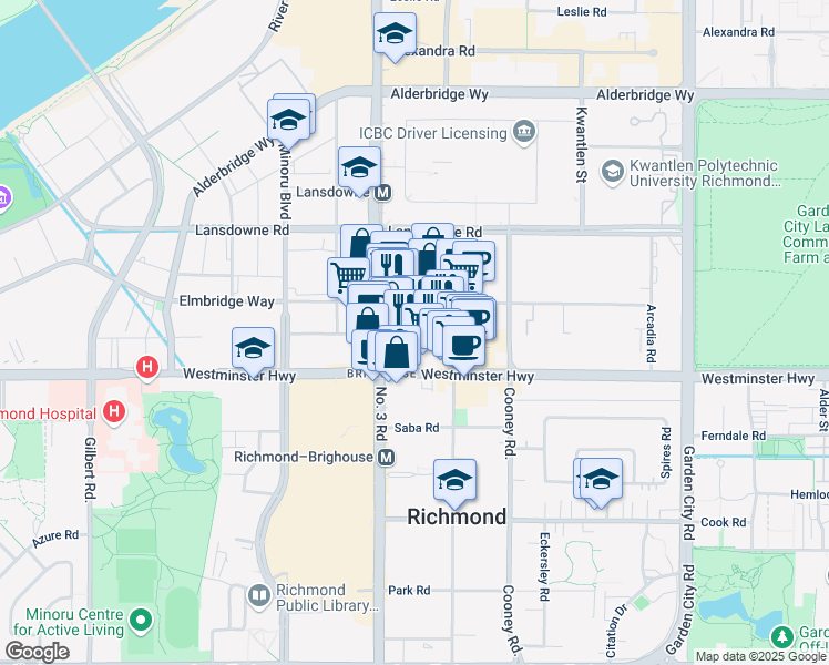map of restaurants, bars, coffee shops, grocery stores, and more near 8100 Ackroyd Road in Richmond
