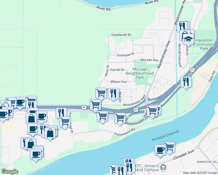 map of restaurants, bars, coffee shops, grocery stores, and more near 22137 Sharpe Avenue in Richmond