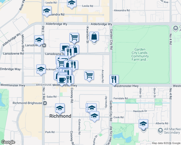 map of restaurants, bars, coffee shops, grocery stores, and more near in Richmond