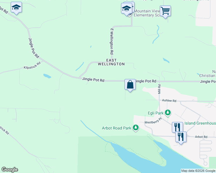 map of restaurants, bars, coffee shops, grocery stores, and more near 2687 Jingle Pot Road in Nanaimo