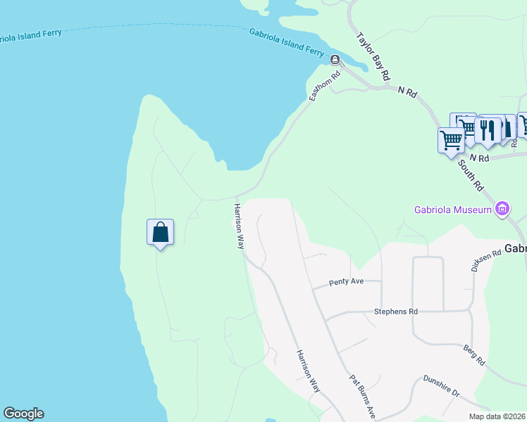 map of restaurants, bars, coffee shops, grocery stores, and more near 861 Sharie Road in Gabriola