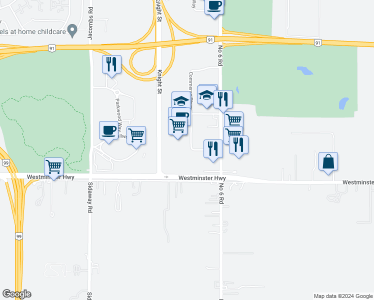 map of restaurants, bars, coffee shops, grocery stores, and more near 13880 Wireless Way in Richmond