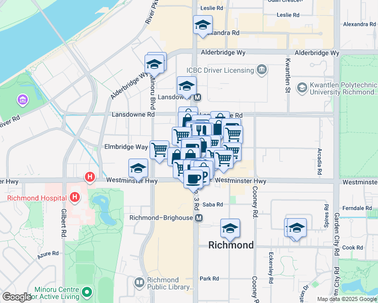 map of restaurants, bars, coffee shops, grocery stores, and more near 7988 Ackroyd Road in Richmond