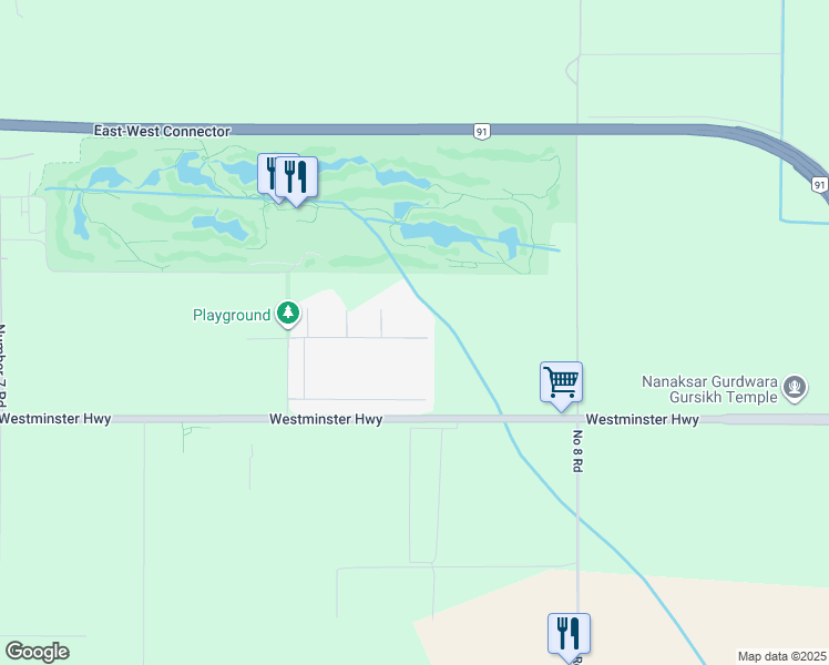 map of restaurants, bars, coffee shops, grocery stores, and more near 17351 Fedoruk Road in Richmond