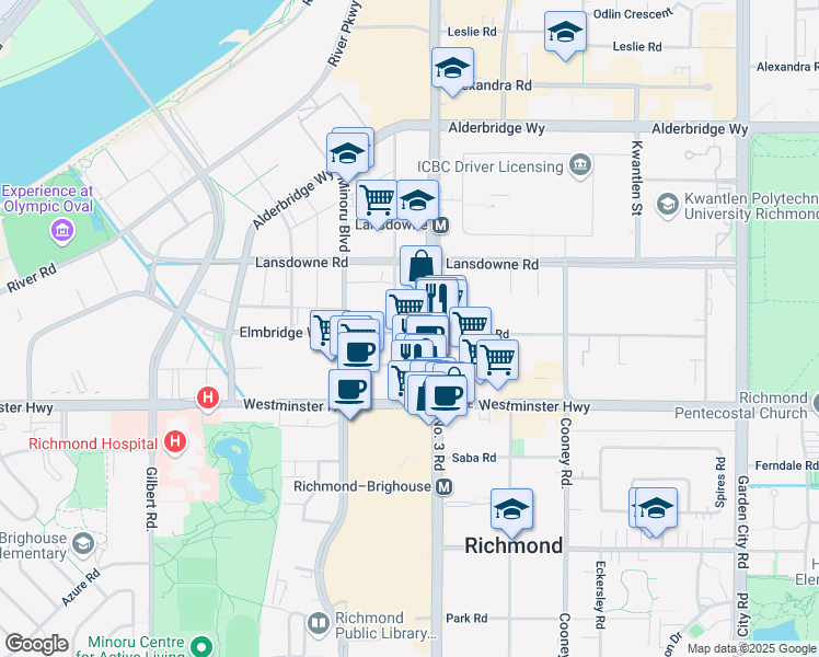map of restaurants, bars, coffee shops, grocery stores, and more near 6 Ackroyd Road in Richmond
