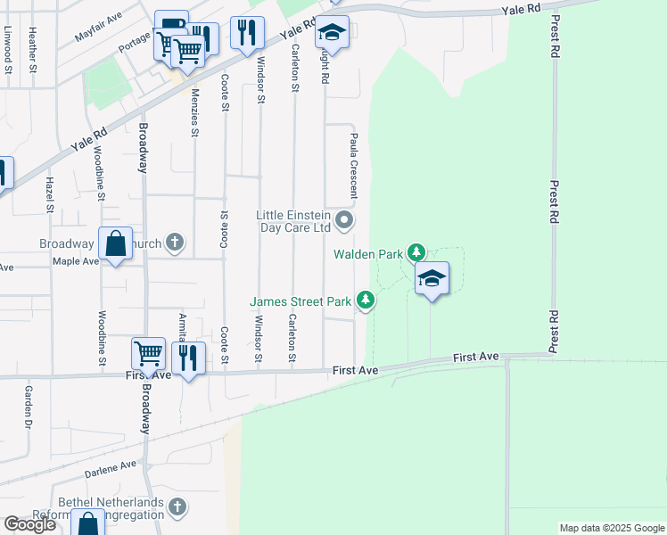 map of restaurants, bars, coffee shops, grocery stores, and more near 9376 McNaught Road in Chilliwack