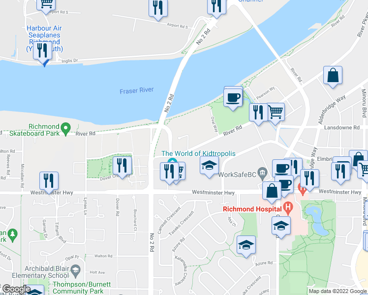 map of restaurants, bars, coffee shops, grocery stores, and more near in Richmond