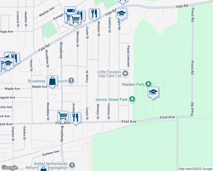 map of restaurants, bars, coffee shops, grocery stores, and more near 9395 Carleton Street in Chilliwack
