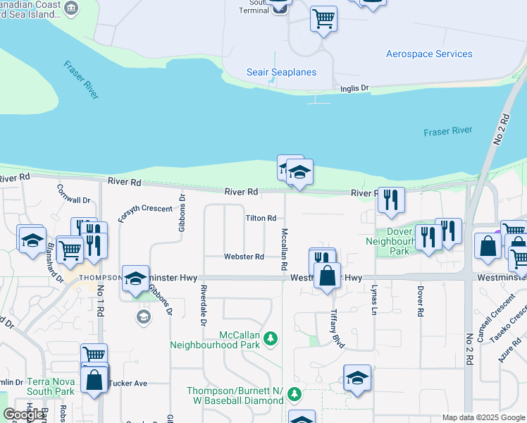 map of restaurants, bars, coffee shops, grocery stores, and more near 4911 Tilton Road in Richmond