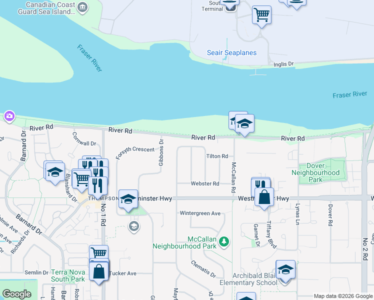 map of restaurants, bars, coffee shops, grocery stores, and more near 5731 Murchison Road in Richmond