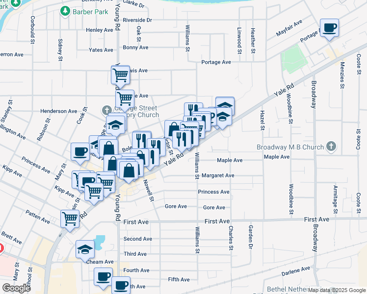 map of restaurants, bars, coffee shops, grocery stores, and more near in Chilliwack
