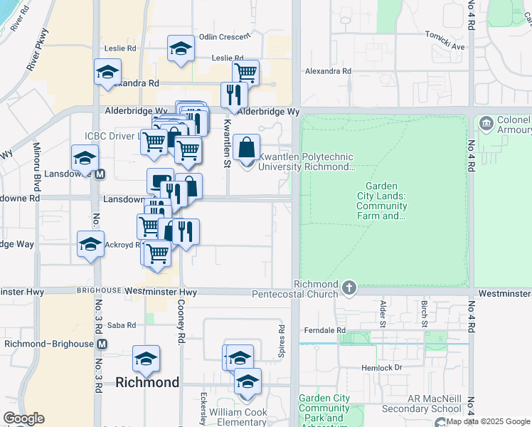 map of restaurants, bars, coffee shops, grocery stores, and more near 5411 Arcadia Road in Richmond