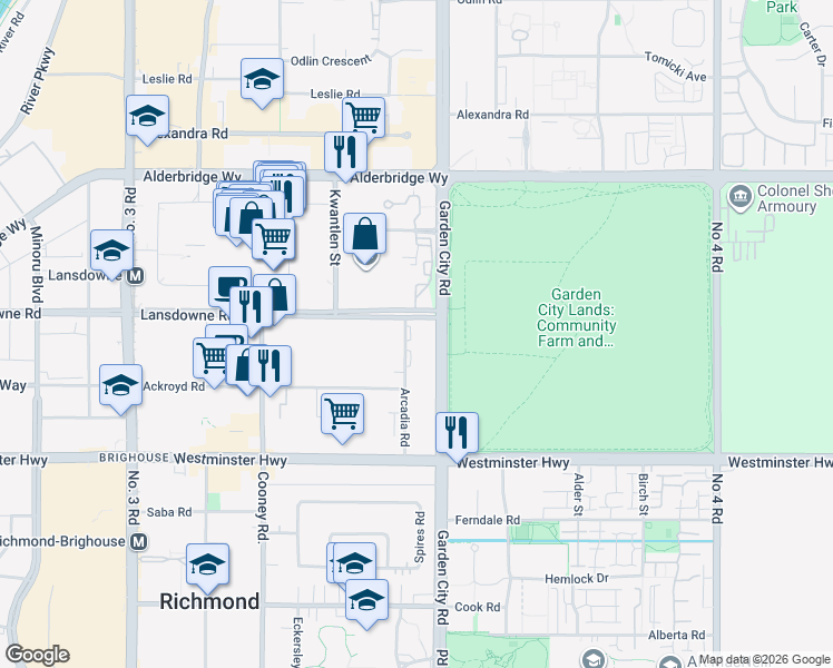 map of restaurants, bars, coffee shops, grocery stores, and more near in Richmond