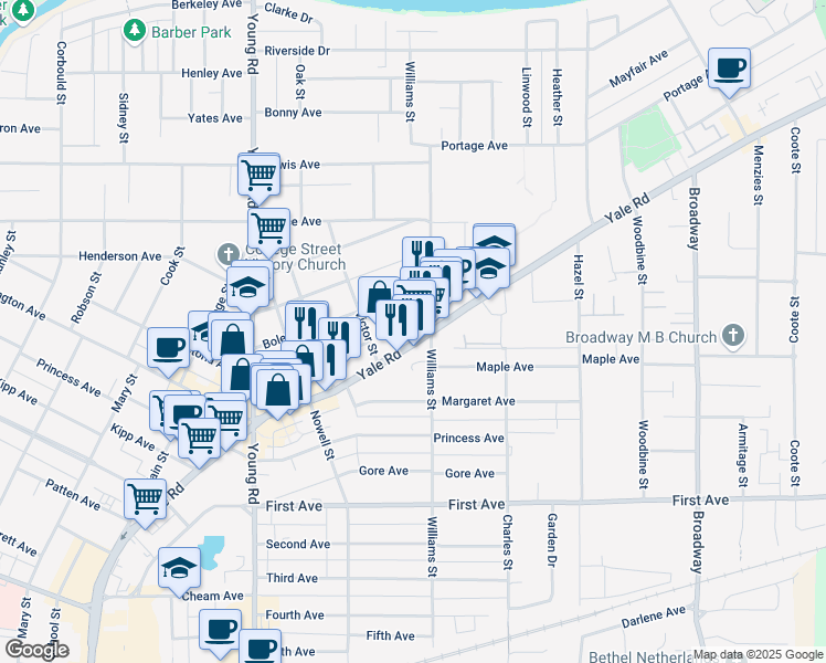 map of restaurants, bars, coffee shops, grocery stores, and more near in Chilliwack