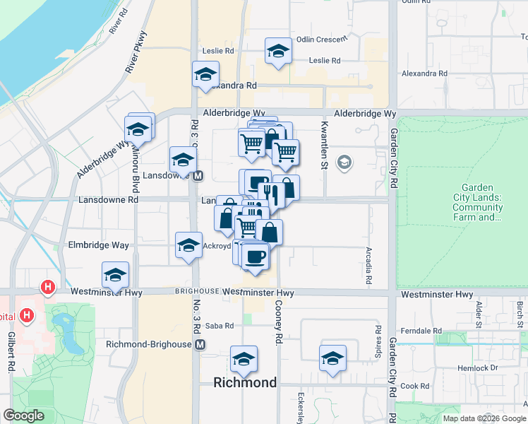 map of restaurants, bars, coffee shops, grocery stores, and more near in Richmond