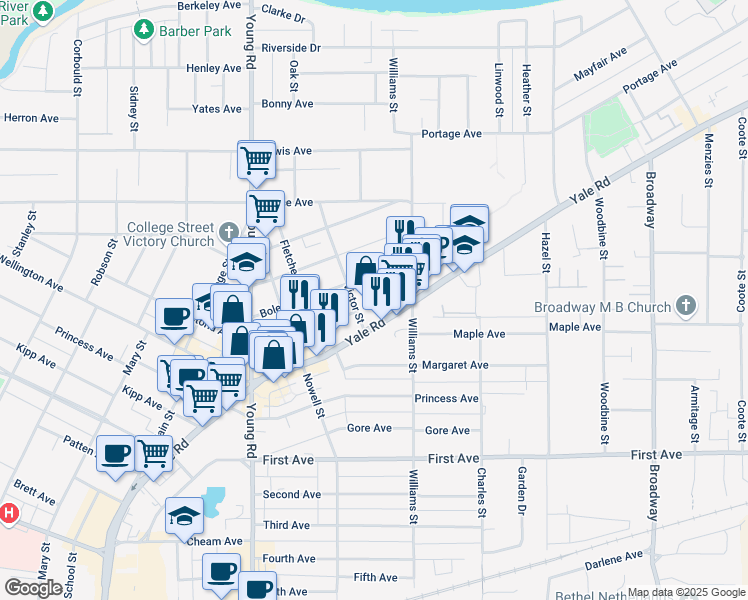 map of restaurants, bars, coffee shops, grocery stores, and more near in Chilliwack