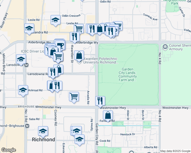 map of restaurants, bars, coffee shops, grocery stores, and more near in Richmond