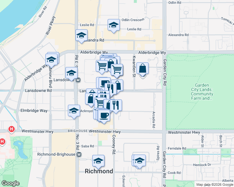 map of restaurants, bars, coffee shops, grocery stores, and more near in Richmond