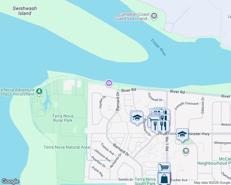 map of restaurants, bars, coffee shops, grocery stores, and more near West Dyke Trail in Richmond