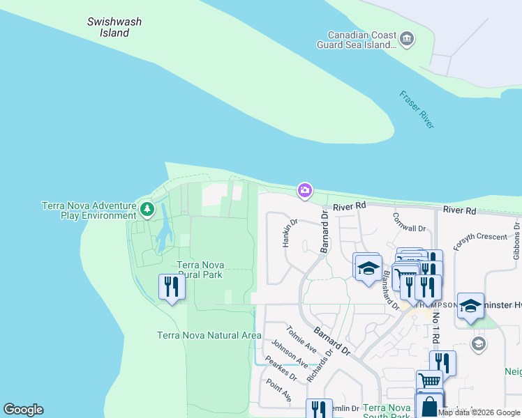 map of restaurants, bars, coffee shops, grocery stores, and more near 5671 Musgrave Crescent in Richmond
