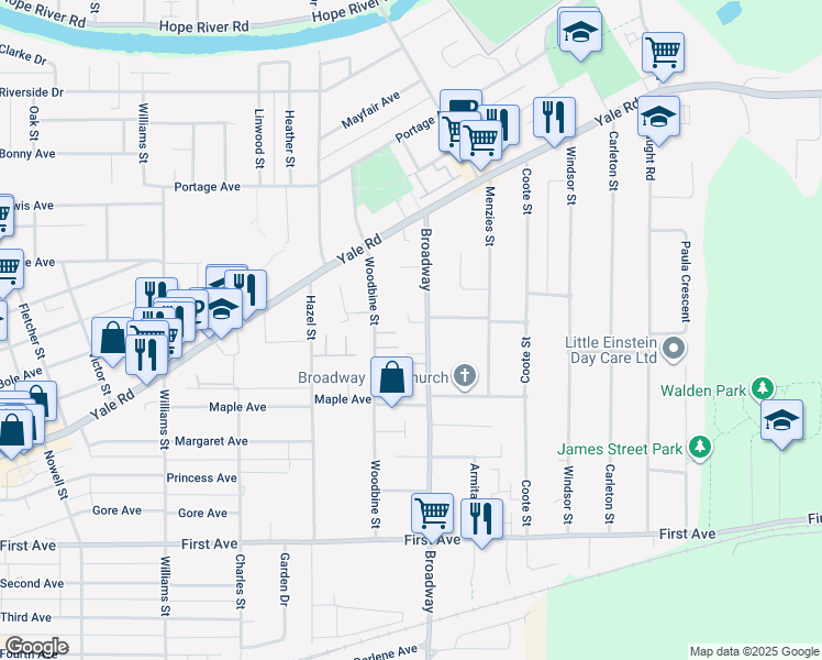 map of restaurants, bars, coffee shops, grocery stores, and more near in Chilliwack