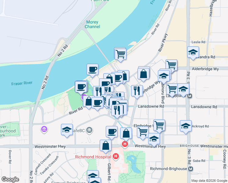 map of restaurants, bars, coffee shops, grocery stores, and more near 5640 Lansdowne Road in Richmond