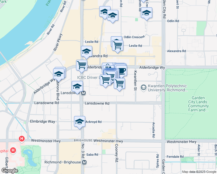 map of restaurants, bars, coffee shops, grocery stores, and more near 978-5300 No. 3 Road in Richmond