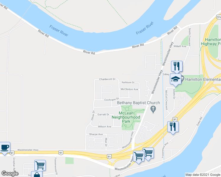 map of restaurants, bars, coffee shops, grocery stores, and more near 5320 Rowling Place in Richmond