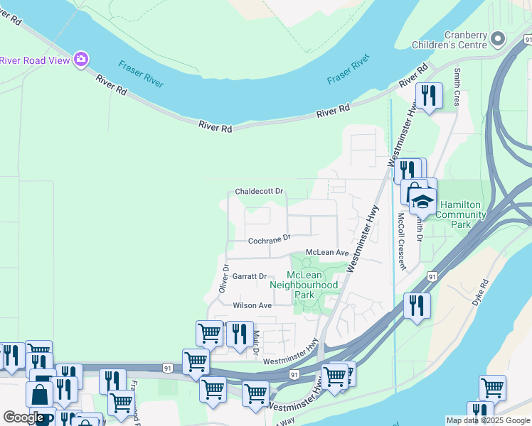 map of restaurants, bars, coffee shops, grocery stores, and more near 5320 Rowling Place in Richmond
