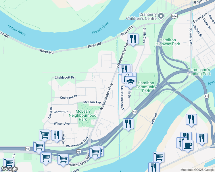 map of restaurants, bars, coffee shops, grocery stores, and more near 22771 Norton Court in Richmond