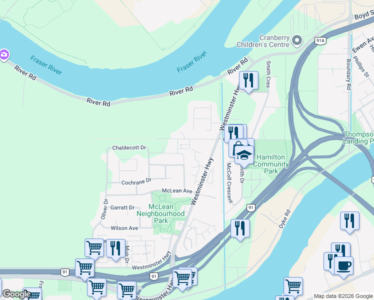 map of restaurants, bars, coffee shops, grocery stores, and more near 22600 Gilley Road in Richmond