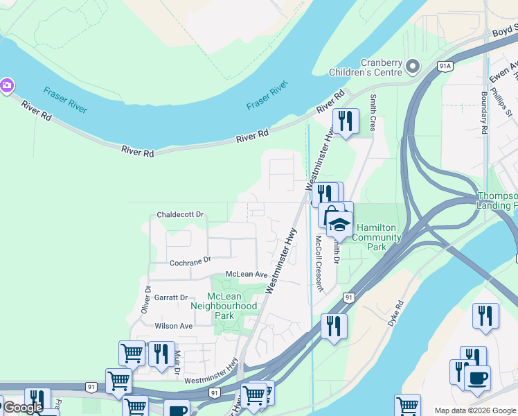 map of restaurants, bars, coffee shops, grocery stores, and more near 22600 Gilley Road in Richmond