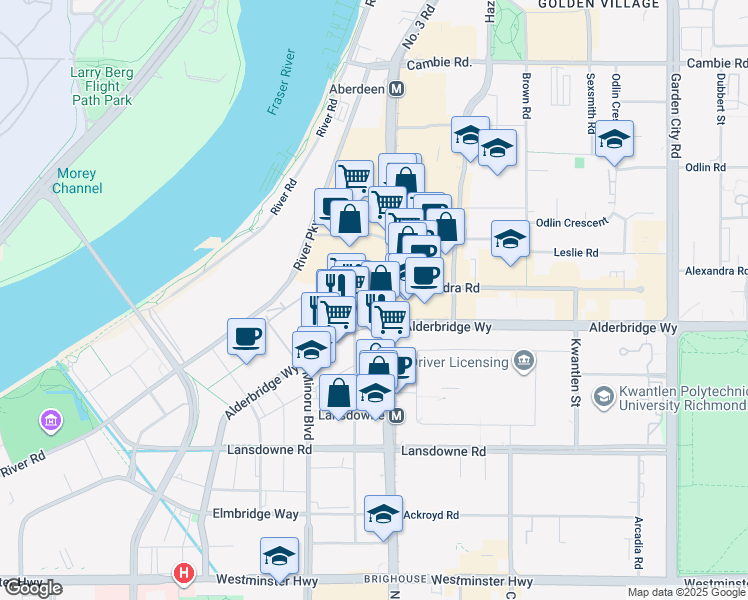 map of restaurants, bars, coffee shops, grocery stores, and more near in Richmond