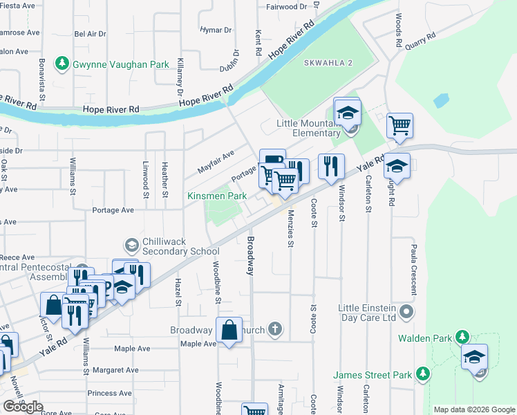 map of restaurants, bars, coffee shops, grocery stores, and more near 46570 Macken Avenue in Chilliwack