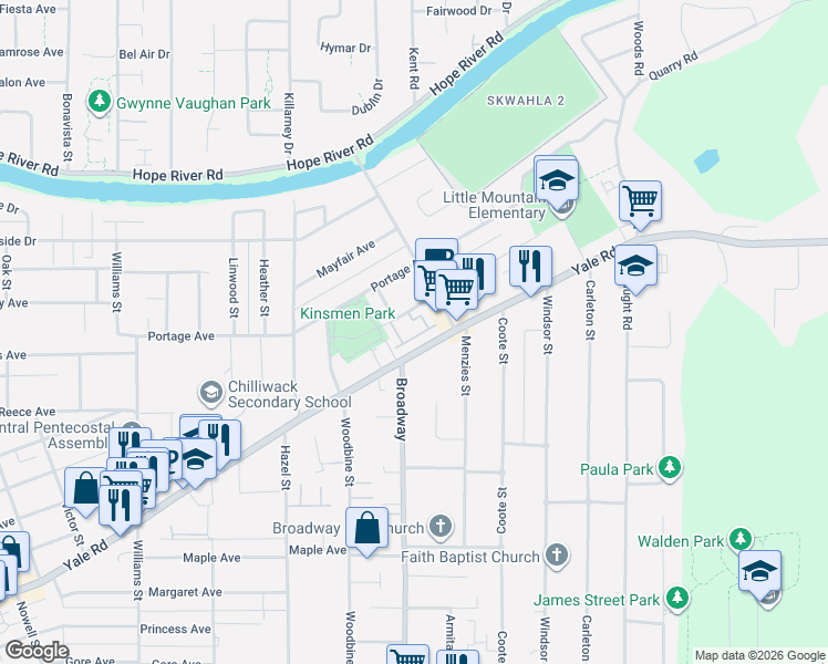 map of restaurants, bars, coffee shops, grocery stores, and more near 46570 Macken Avenue in Chilliwack