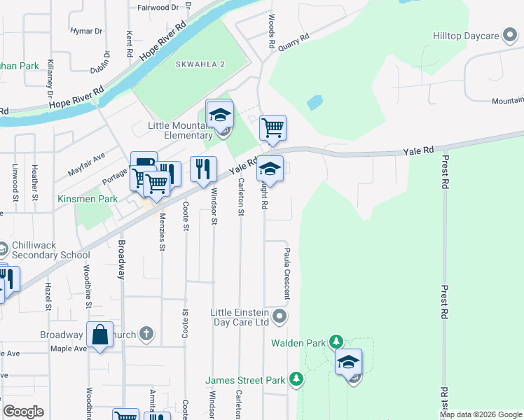 map of restaurants, bars, coffee shops, grocery stores, and more near in Chilliwack