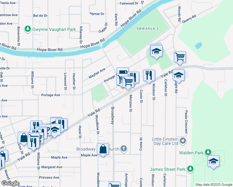 map of restaurants, bars, coffee shops, grocery stores, and more near 46608 Yale Road in Chilliwack