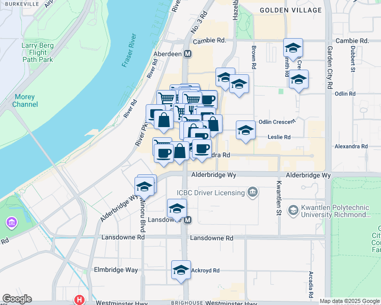 map of restaurants, bars, coffee shops, grocery stores, and more near in Richmond
