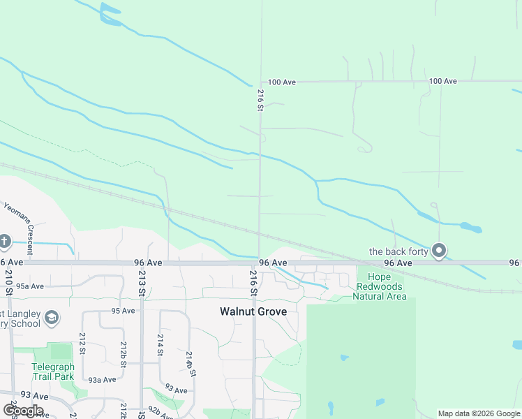 map of restaurants, bars, coffee shops, grocery stores, and more near 9729 216 Street in Langley