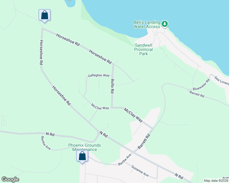 map of restaurants, bars, coffee shops, grocery stores, and more near 664 Rollo Road in Gabriola