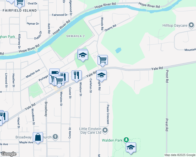 map of restaurants, bars, coffee shops, grocery stores, and more near 9787 McNaught Road in Chilliwack
