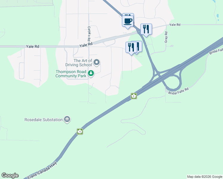 map of restaurants, bars, coffee shops, grocery stores, and more near 9974 Llanberis Way in Fraser Valley